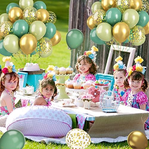 Paready 60 Pcs 12 Inch Green Gold Balloons Set