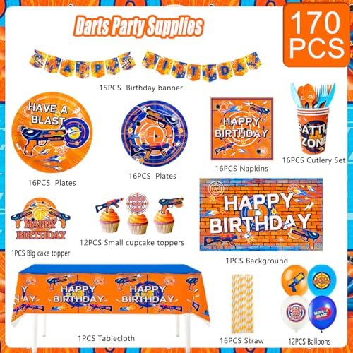 Dart Battle Party Decorations 170pcs Set
