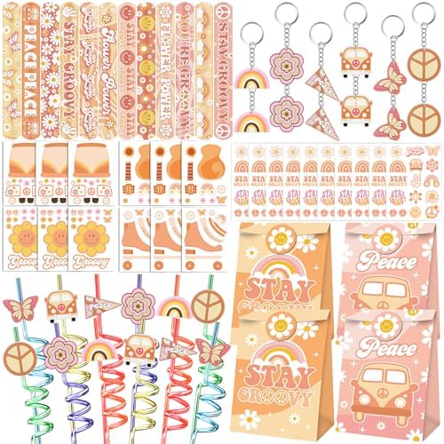 Groovy Party Favors 72 PCS Retro Boho Decor Set