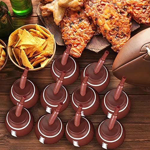 Sawysine 12 Piece Football Cup Set with Straws and Lids