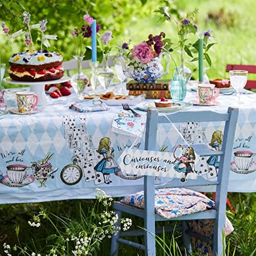 Talking Tables Blue Alice in Wonderland Table Cover Disposable Recyclable