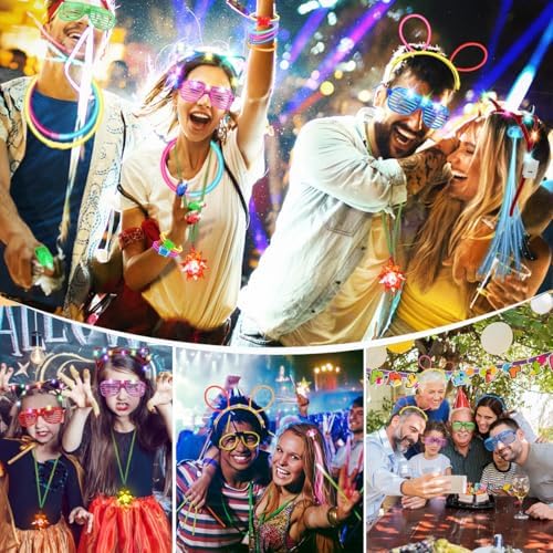 JOJUJB 290PCS Glow in the Dark Party Supplies for Kids and Adults