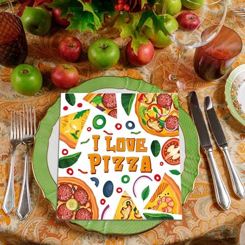 40ct Pizza Themed Napkins - 65x65 Inch Set for Parties