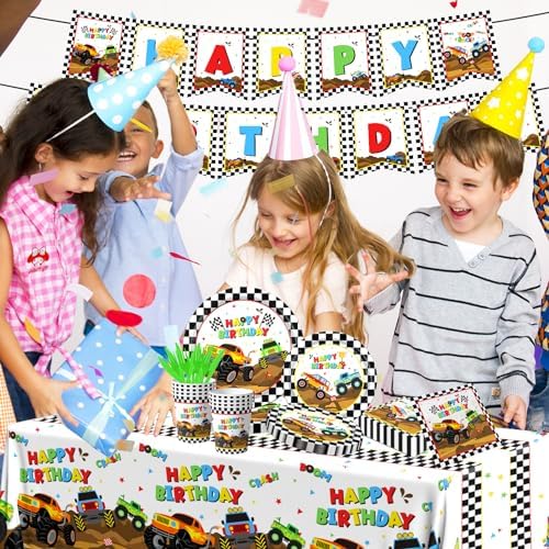 Monster Truck Party Decor Tableware Set for 20 Guests