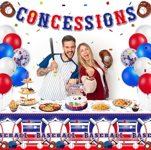 4-Pack Baseball Themed Tablecloths - 86 x 51 Inch Plastic Covers