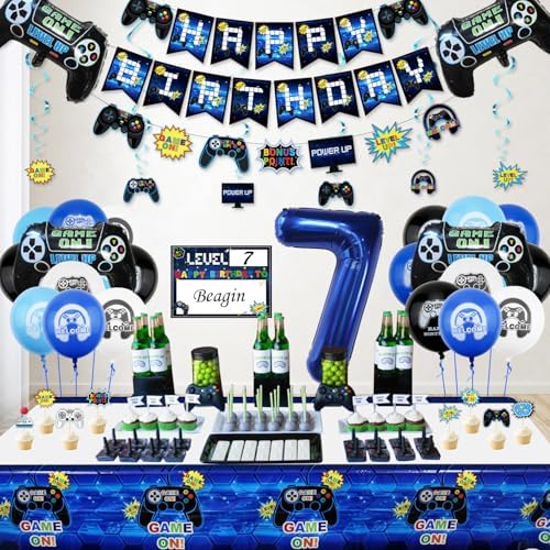 Video Game Party Decorations 7th Birthday Set for Boys