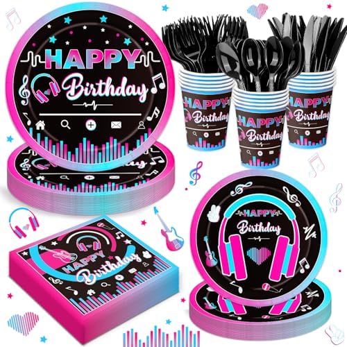 Qiyanpax 168Pcs Music Party Tableware Set for 24 Guests