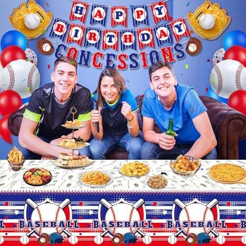 4-Pack Baseball Themed Tablecloths - 86 x 51 Inch Plastic Covers