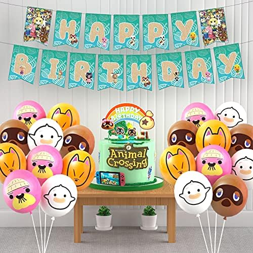 Animal Crossing Birthday Party Decor - Banners Balloons Cake Toppers