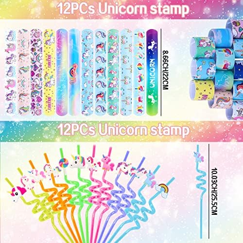 220Pcs Unicorn Party Favors Pack with Bracelets and Stickers