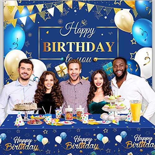 Navy Blue and Gold Birthday Decorations 56 Pcs Party Kit