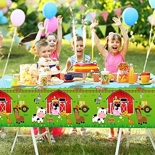 Kasyat Farm Animals Party Tablecloth 108 x 54 Red 3 Pieces