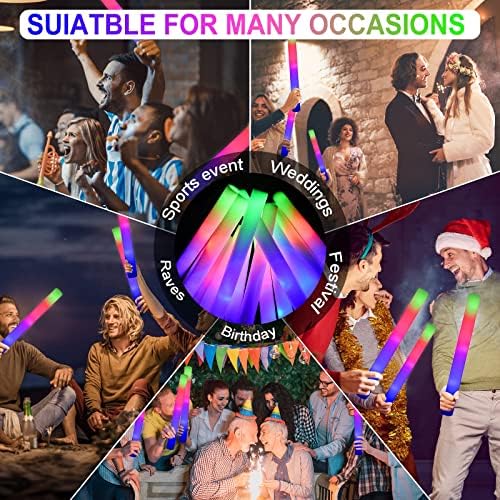LifBetter 58Pcs Foam Glow Sticks with 3 Modes