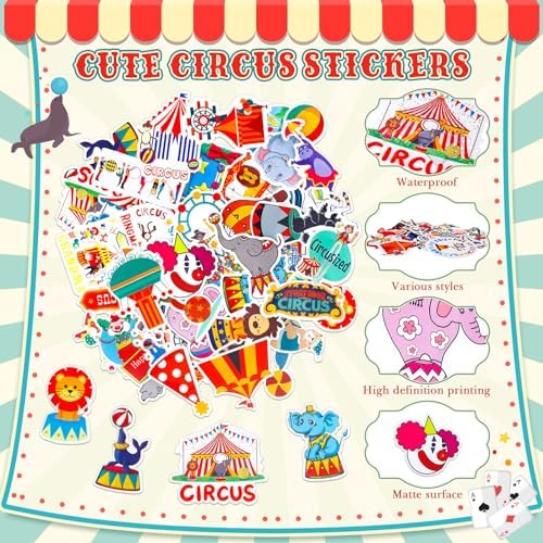 98 Pcs Circus Party Favors Set Slap Bracelets Keychains Stickers