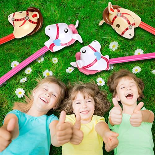 12pcs Inflatable Stick Horse Red Pink