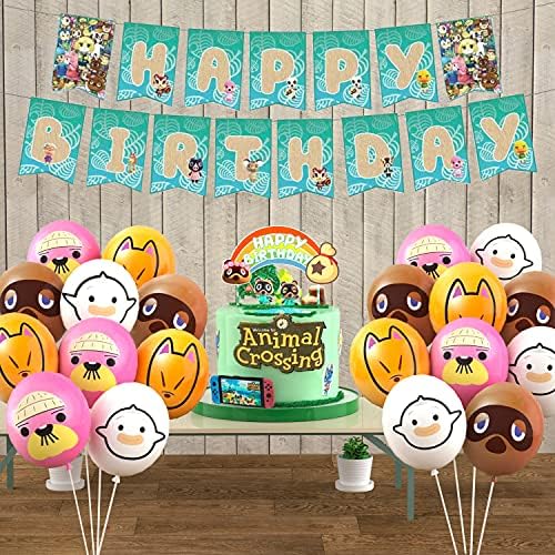 Animal Crossing Birthday Party Decor - Banners Balloons Cake Toppers