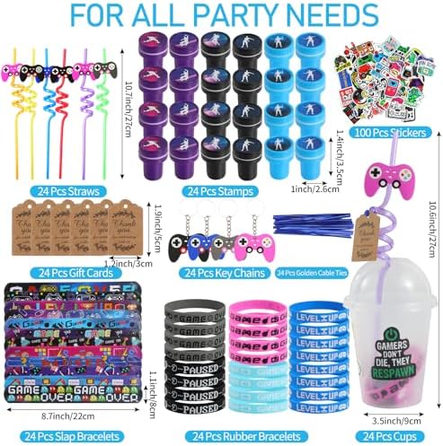 LiYiQ 292 Pcs Video Game Party Favors Set