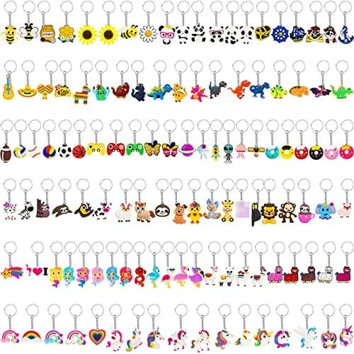 Highergo 120 Pcs Cartoon Keychains Bulk for Kids