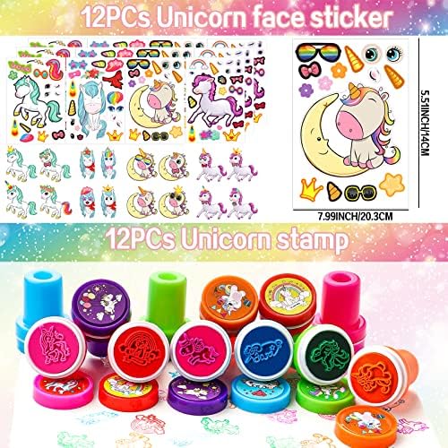 220Pcs Unicorn Party Favors Pack with Bracelets and Stickers