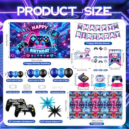 112PCS Gaming Birthday Decorations Party Set
