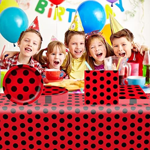 Ladybug Party Tableware Set 20 Plates 20 Napkins Tablecloth