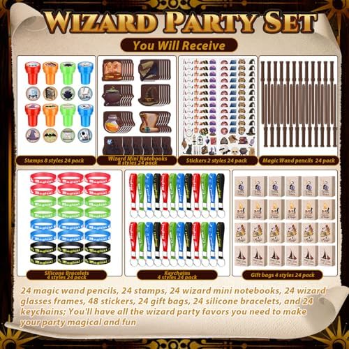 Yexiya 216 Pcs Wizard Party Supplies Magic Theme Birthday Favors Set