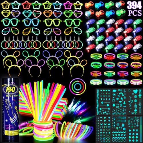 394 Pcs Glow in the Dark Party Supplies for 16 Kids Adults
