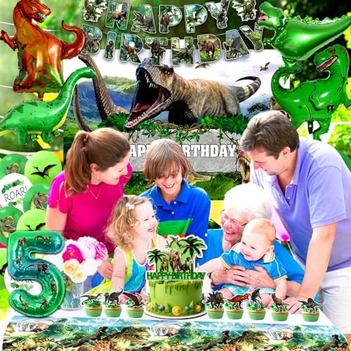 Dinosaur 5th Birthday Decorations Set