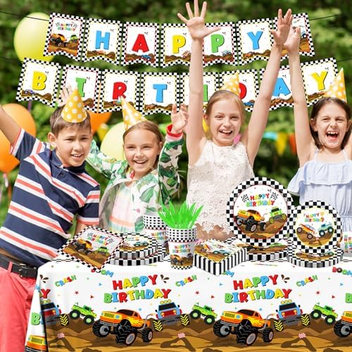 Monster Truck Party Decor Tableware Set for 20 Guests