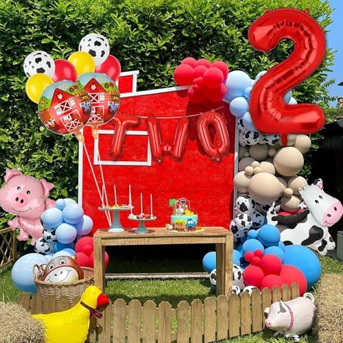 Farm Animal Walking Balloons 2nd Birthday Decor 14 Pcs