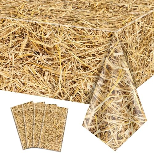 4Pcs Straw Tablecovers Western Farm Theme Party Decorations