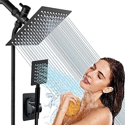 Black Shower Head and Handle Set All Metal