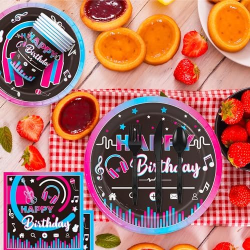 Qiyanpax 168Pcs Music Party Tableware Set for 24 Guests