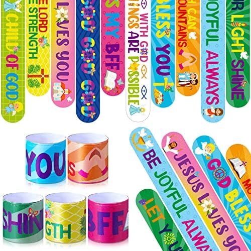 Frienda 40 Pcs Bible Verse Slap Bracelets for Kids