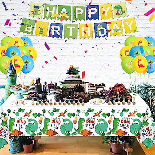 4 Pack Dinosaur Tablecloths for Birthday Party Decorations